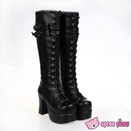 Lolita Gothic Punk Bow High Heel Boots SP151727