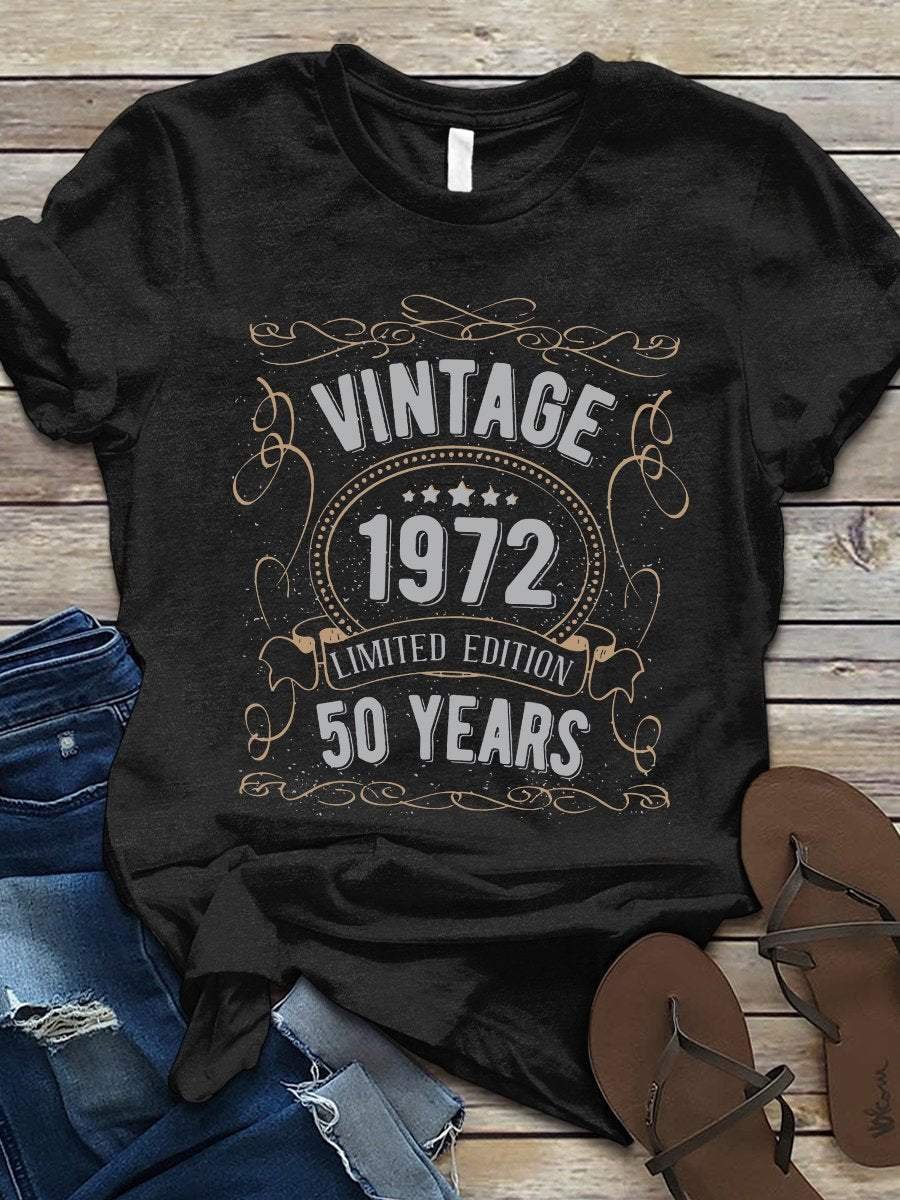 Vintage 1972 Print Short Sleeve T-shirt
