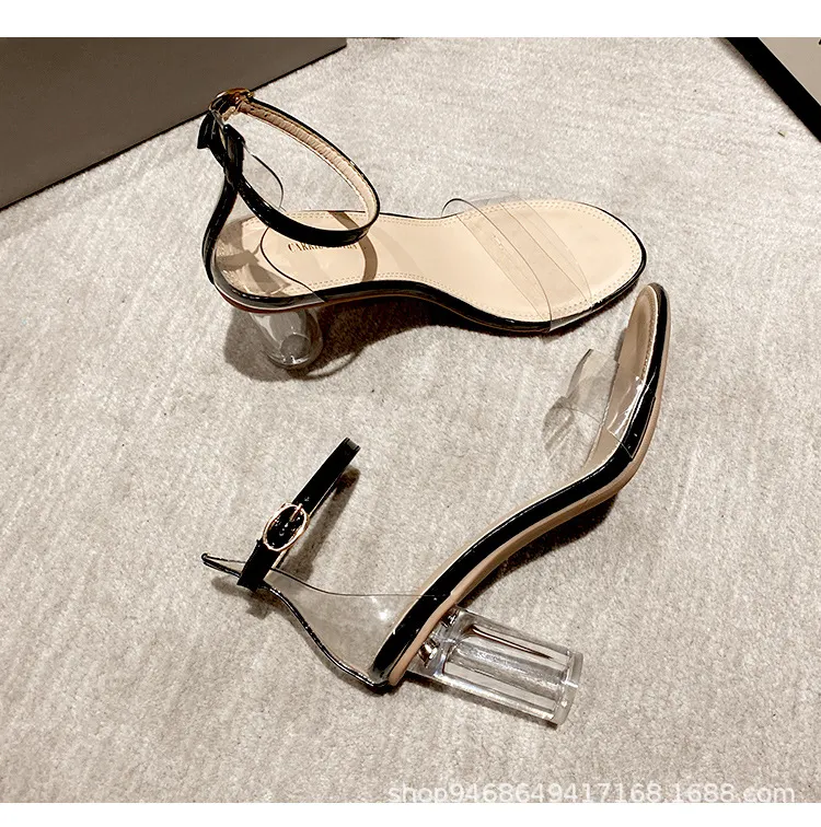 Breakj Breakj Sandals Sexy Crystal Shoes 2023 Summer New Simple Buckle With Fairy Coarse High Heels