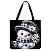 (US Only)4pcs Christmas Linen Tote Bag Handbag Large Capacity Women Shopping Shoulder Bag
