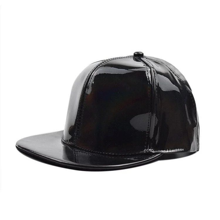 Four Seasons Universal PU Solid Color Light Version of Hip Hop Cap Laser Baseball Cap Sunshade Waterproof PU Baseball Cap