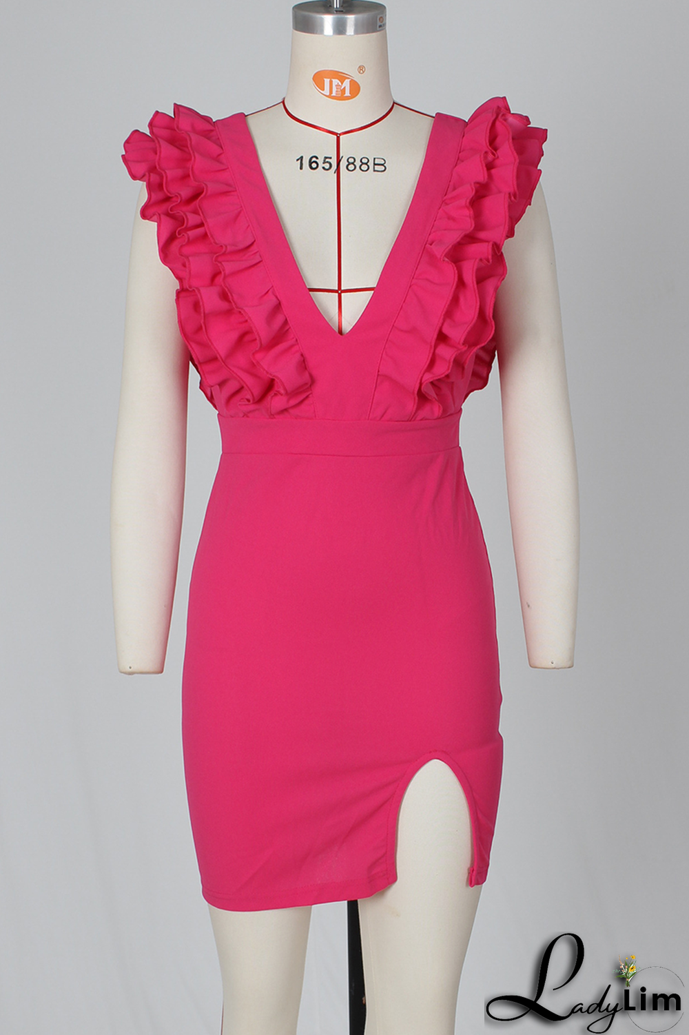 Blue Sexy Solid Stringy Selvedge V Neck Irregular Dress Dresses