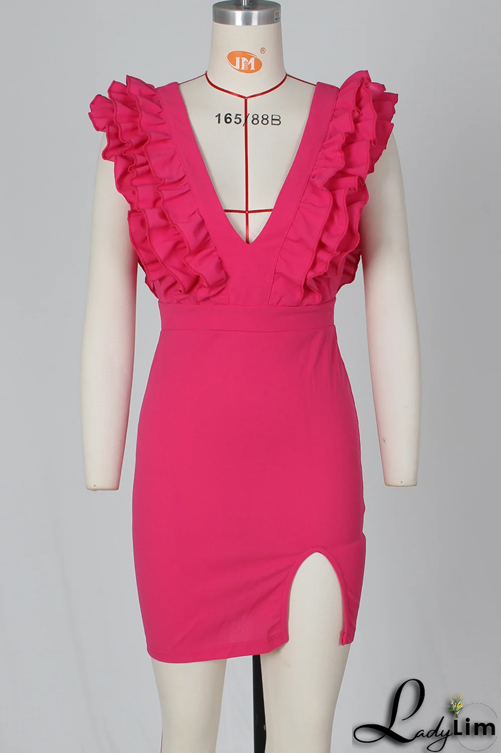 Blue Sexy Solid Stringy Selvedge V Neck Irregular Dress Dresses