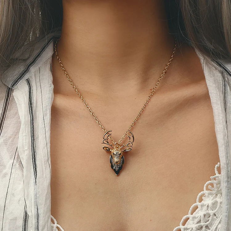 Christmas series elk-shaped necklace