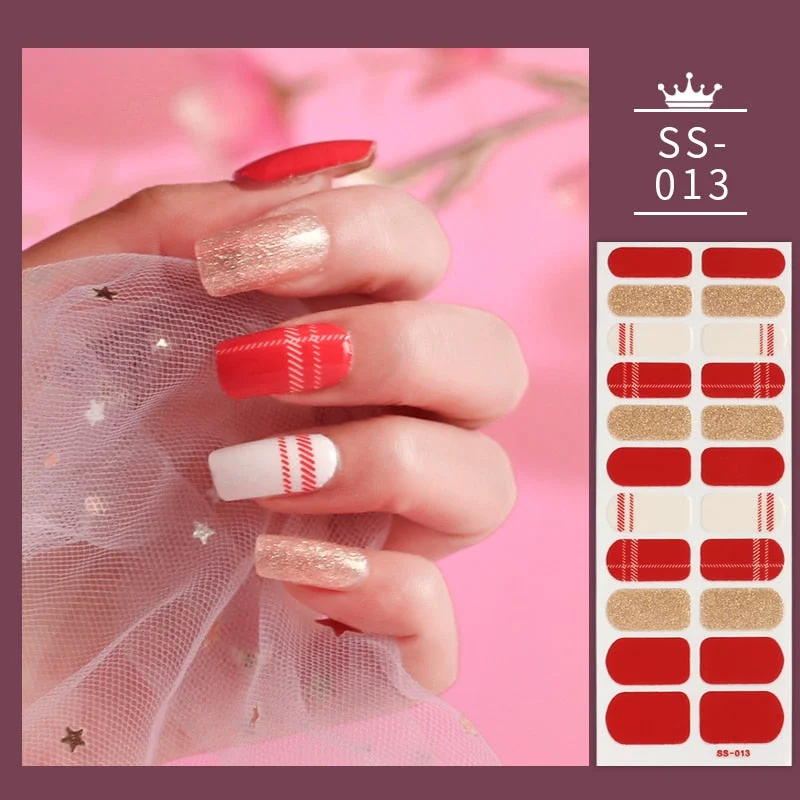 22Tips Colorful Nail Stickers Nail Accesoires Full Cover Stickers for Nails Self Adhesive Nail Art Nails Sticker Designer Shiny