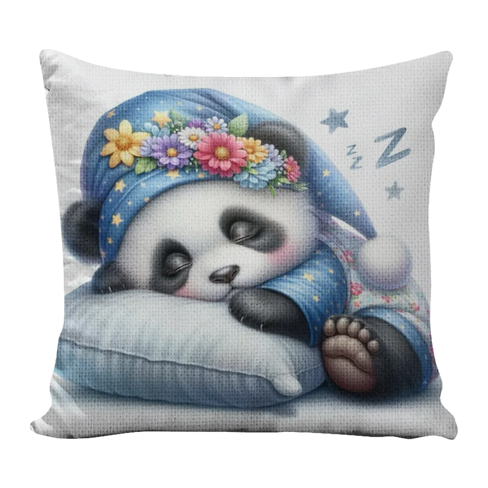 11CT Stamped Cross Stitch Pillowcase - Sleeping Panda(Canvas|45*45CM)