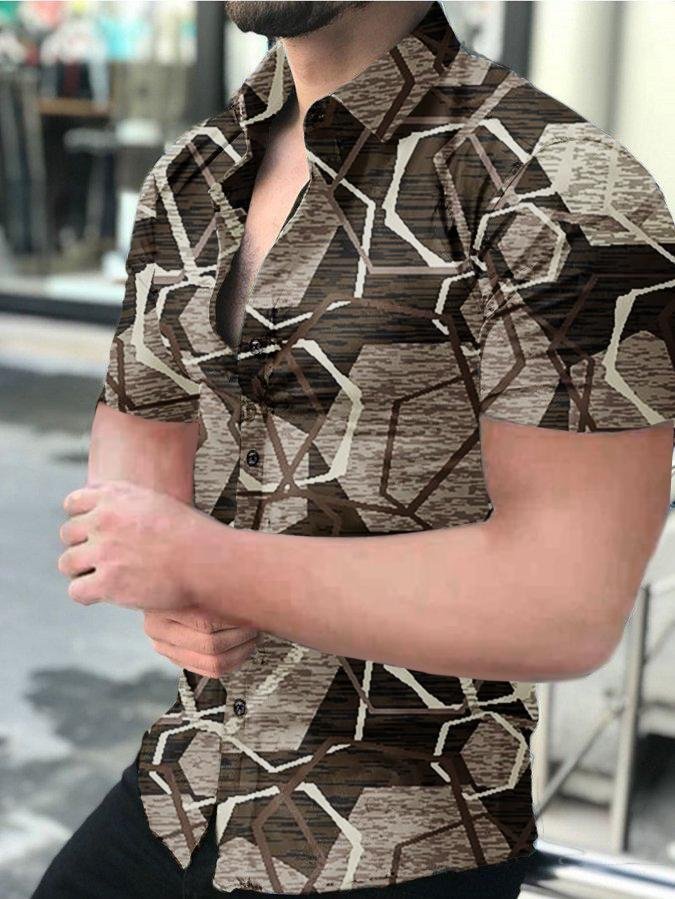 Men's Casual Printed Short-Sleeved Shirt11