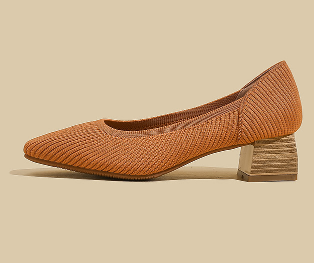 Comfortable Classy Knit Cap Toe Flats-Orange