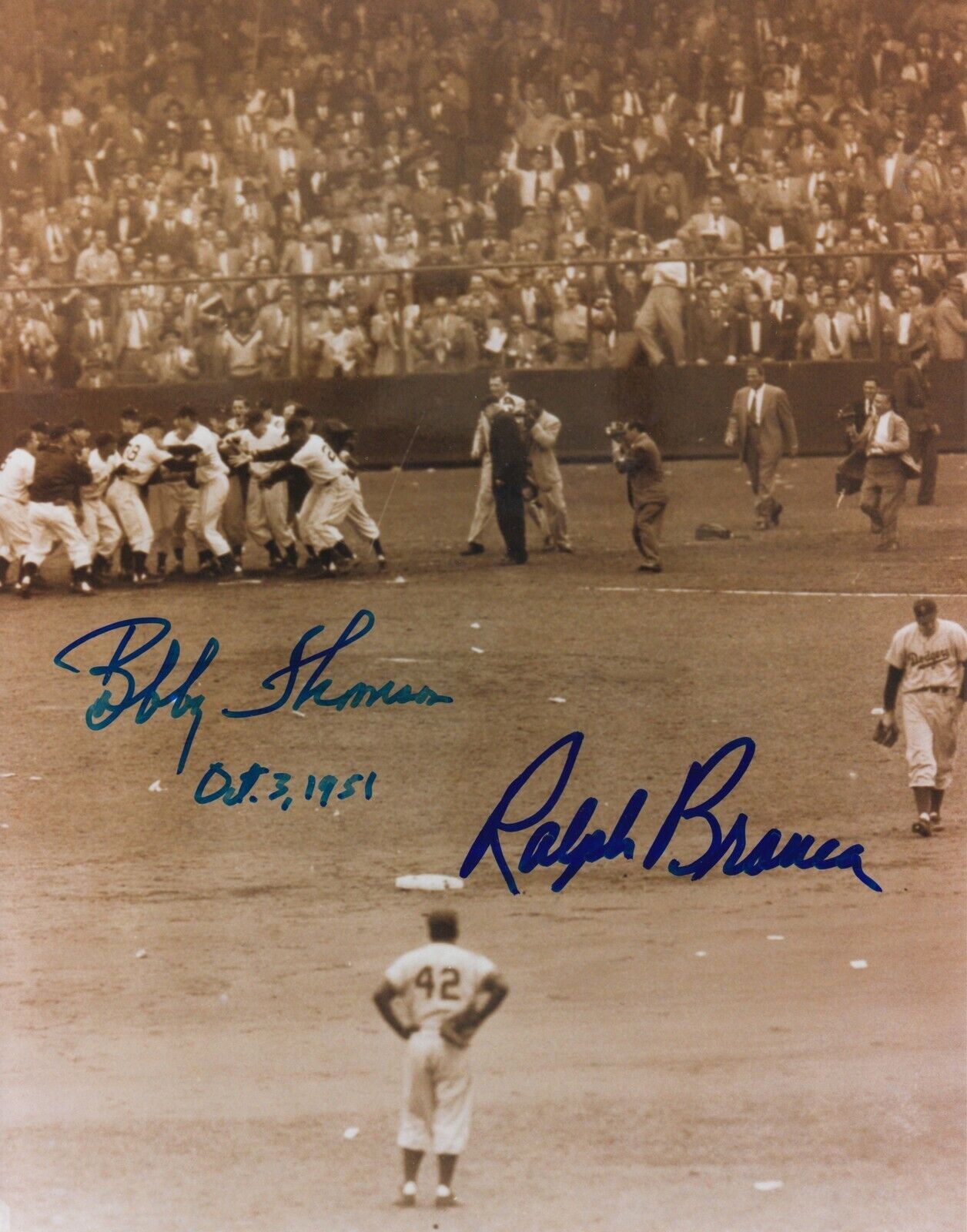 Bobby Thomson Ralph Branca #0 8x10 Signed Photo Poster painting w/ COA Baseball 031019