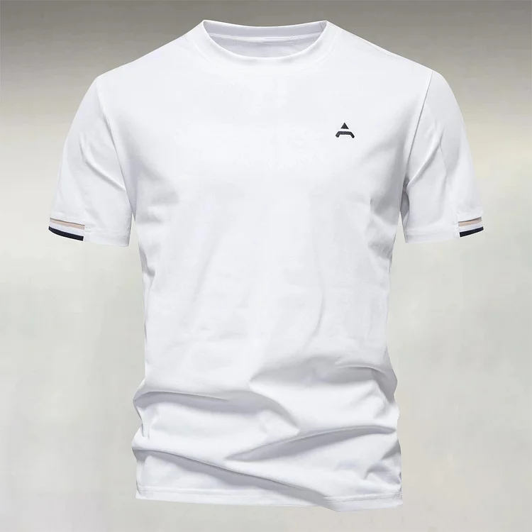Men's Casual Embroidery Round Neck Short Sleeve T-Shirt