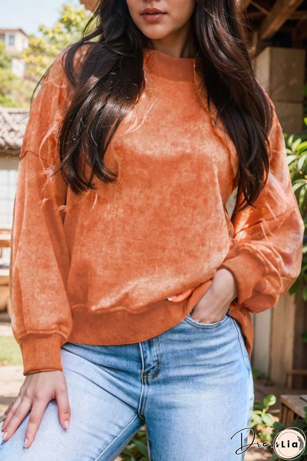 oversized crewneck pullover workout long sleeve hoodie