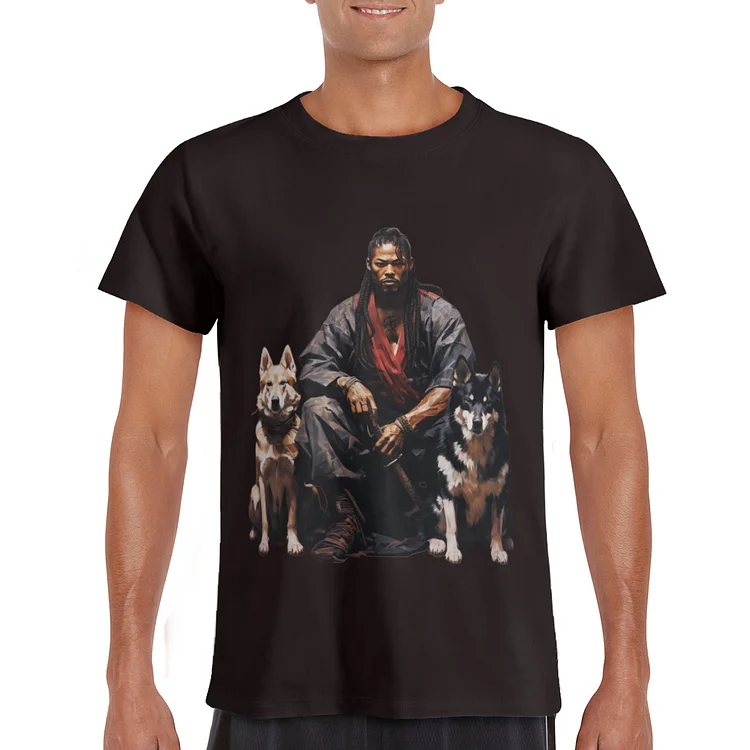 Brown Shirt Two Dogs With The Warrior