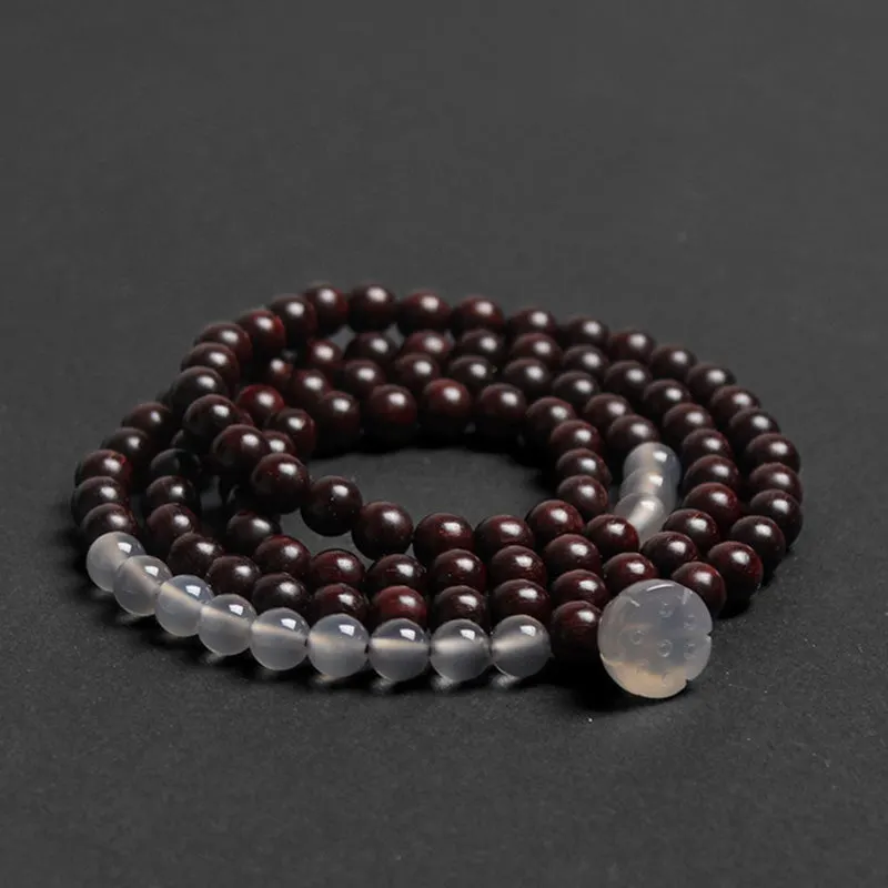 Tibetan Small Leaf Red Sandalwood Lotus Balance Necklace Bracelet