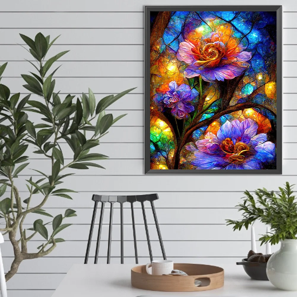 Diamond Painting - Full Square Drill - Stained Glass Flower(Canvas|40*50cm)