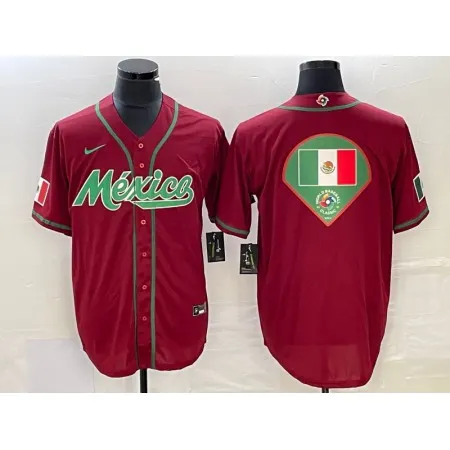 Men's Mexico Baseball Red 2023 World Baseball Classic Team Big Logo Stitched Jersey RNLO