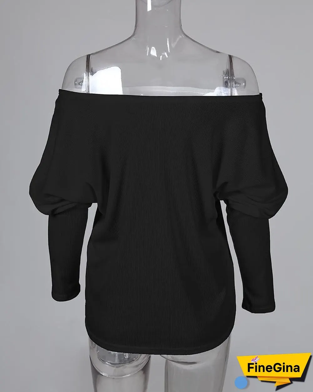 Solid One Shoulder Batwing Sleeve T-Shirt P15233