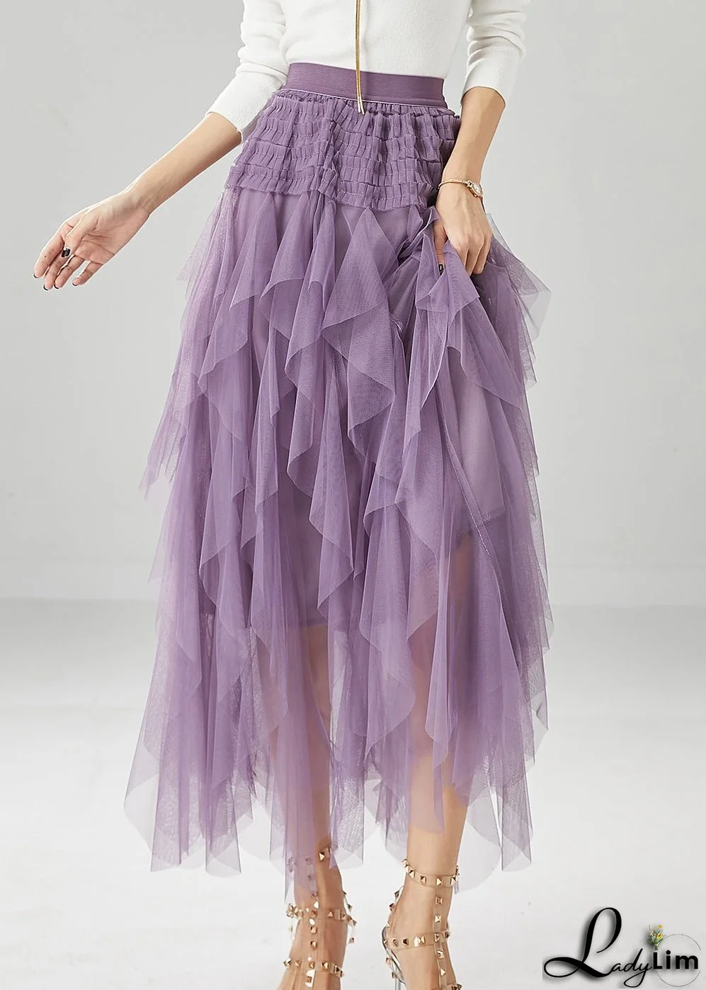Boutique Purple High Waist Tulle Skirt Summer