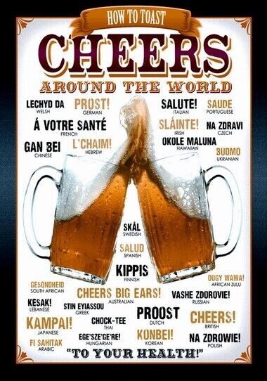 BEER POSTER - CHEERS AROUND THE WORLD - HIGH GLOSS Photo Poster painting POSTER -  POST!