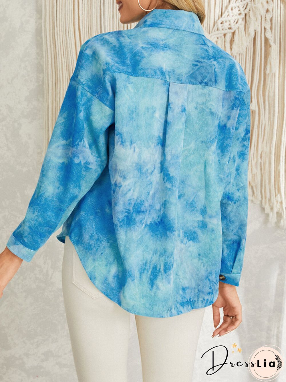 Tie Dye Corduroy Button Long Sleeve Lapel Jacket