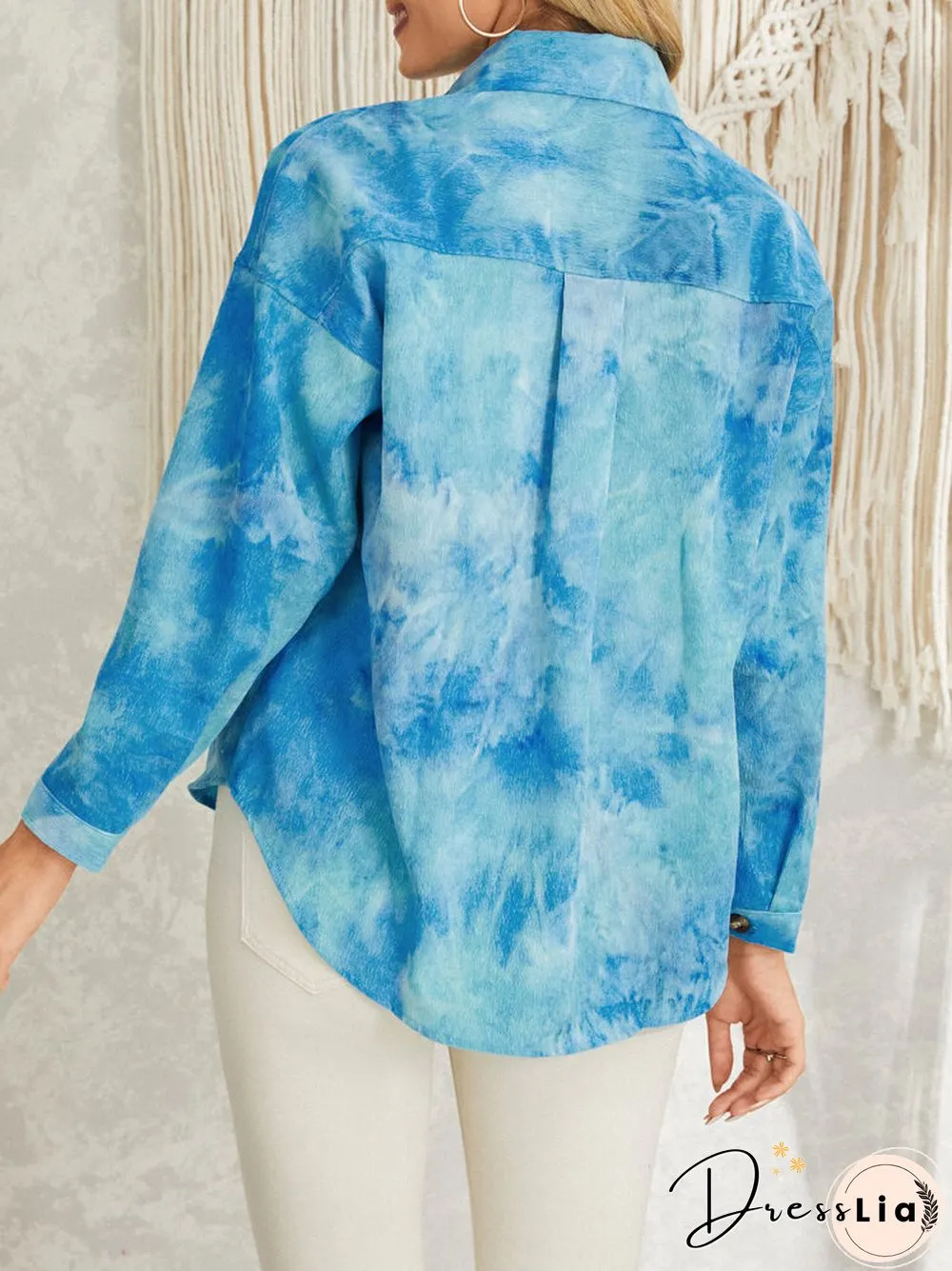 Tie Dye Corduroy Button Long Sleeve Lapel Jacket