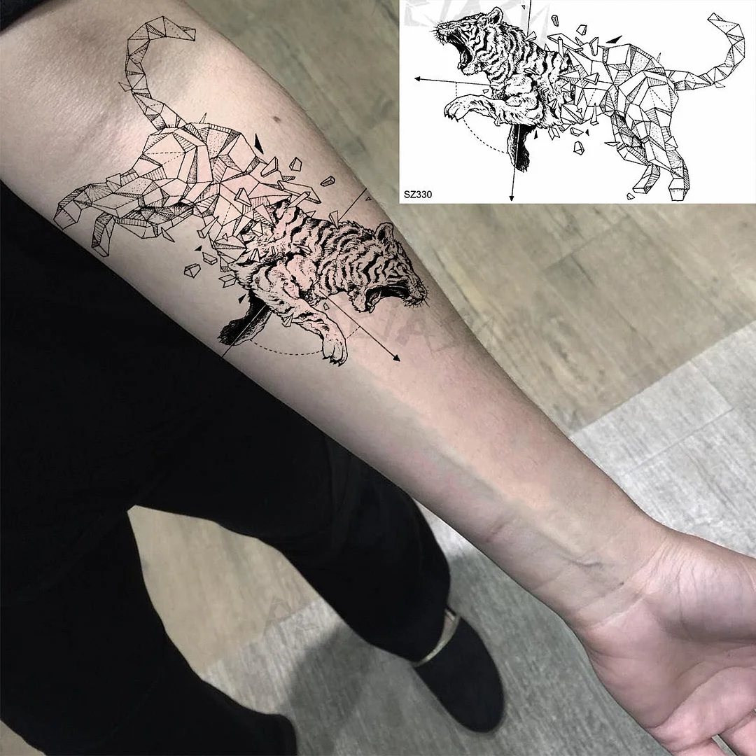 Realistic Sunflower Fashion Wrist Temporary Tattoos For Women Gilr Butterfly Geometry Fake Tattoo Custom Armbands Washable Tatoo