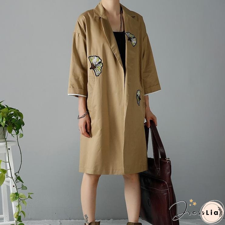 Khaki plus size woman coats oversize trench cardigans