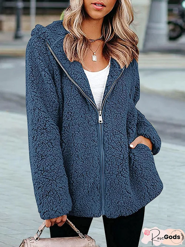 Casual Flannel Zipper Loosen Outerwear