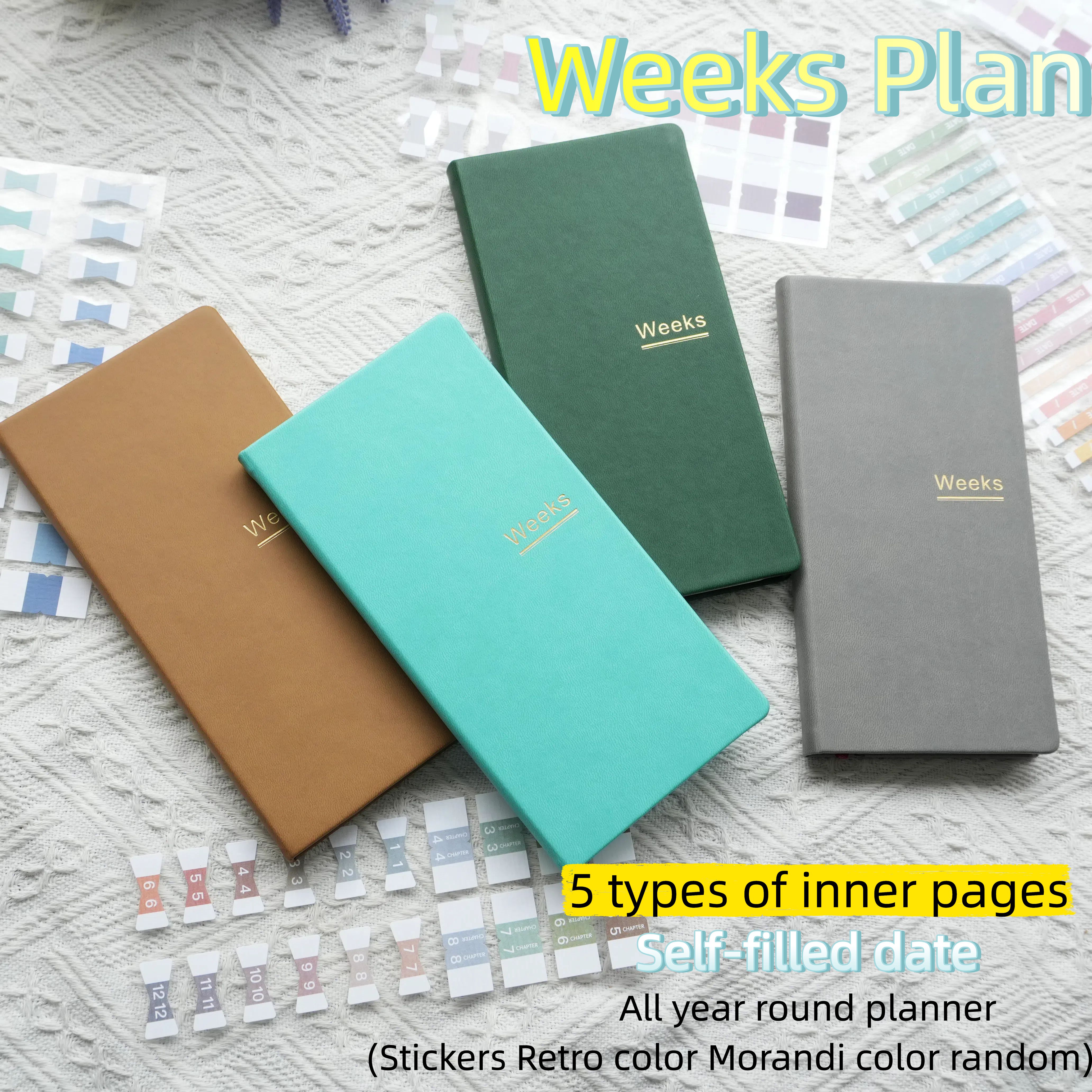 1pc Colorful PU Leather Weekly Planner Notebook Goal Setting Planning Tourism Annual Plan Month Plan Week Plan To Do List