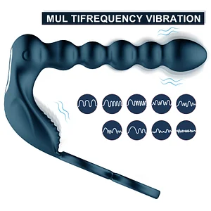 App Remote Control Vibrating Anal Beads With Dual Penis Rings