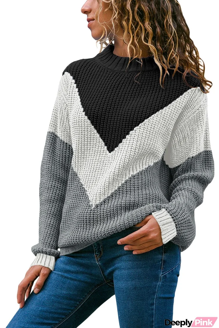 Chevron Accent Blue Grey Sweater