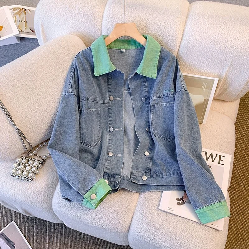 Athvotar Athvotar Denim Jacket Female Design Sense Niche 2025 Spring And Autumn New Loose Set Retro Splicing Jacket Top