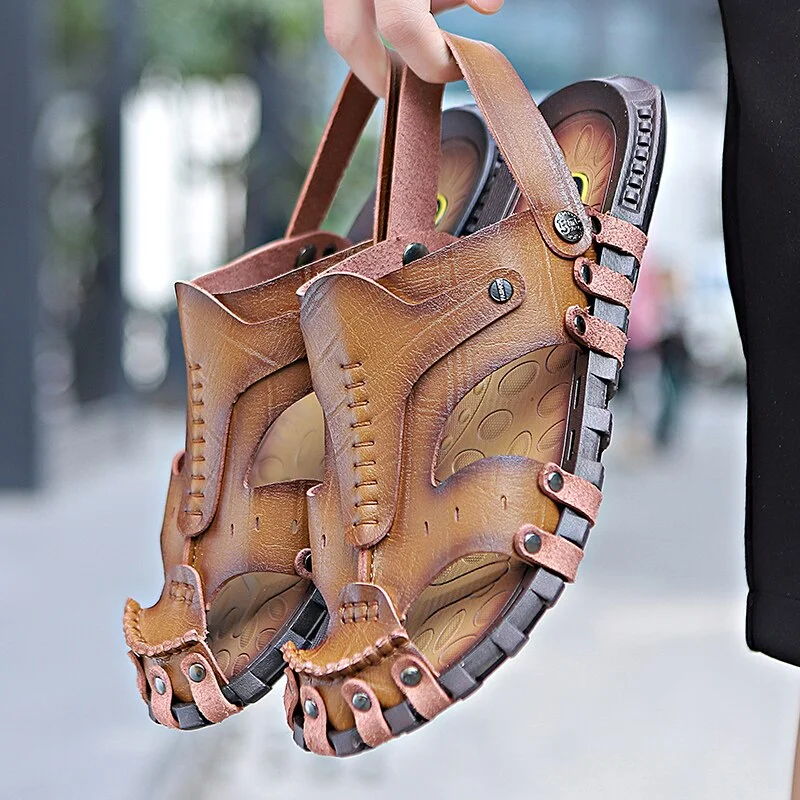 2020 Genuine Leather Sandals Men Shoes Cow Leather Men Sandals Shoes Mens Sandals Summer Men's Sandal Shoes Male Chaussure Homme