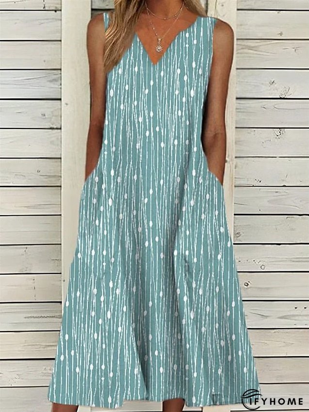 Women's Dress - Two Piece Dress Set Casual Dress Tank Dress Outdoor Daily Fashion Modern Pocket Print Midi Dress V Neck Half Sleeve Graphic Regular Fit Pink Blue Gray Summer Spring S M L XL XXL | IFYHOME