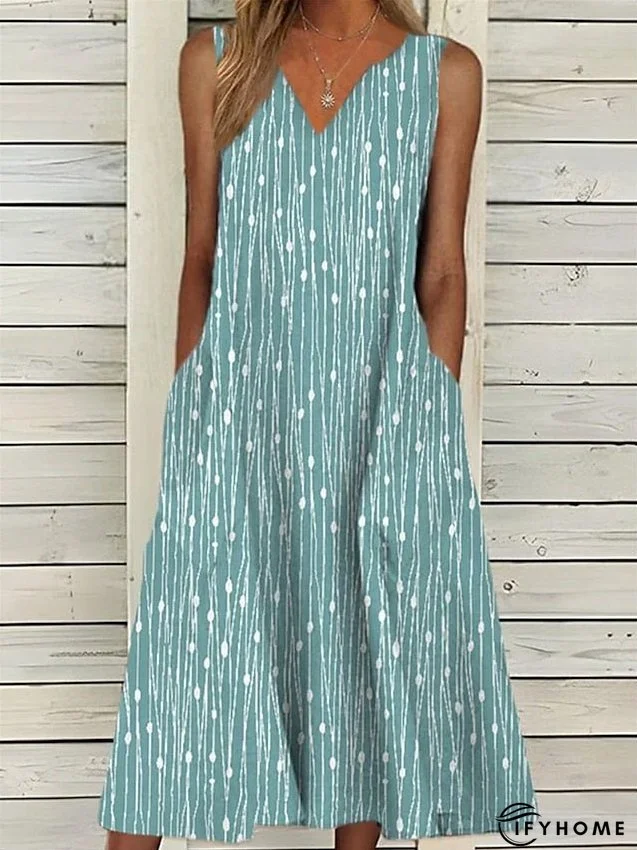 Women's Dress - Two Piece Dress Set Casual Dress Tank Dress Outdoor Daily Fashion Modern Pocket Print Midi Dress V Neck Half Sleeve Graphic Regular Fit Pink Blue Gray Summer Spring S M L XL XXL | IFYHOME