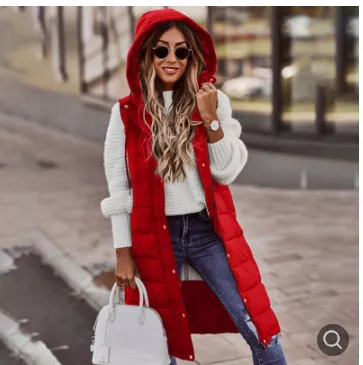 Brownm Brownm Casual Solid-Colored Hooded Sleeveless Sleeveless Vest Coat Q024