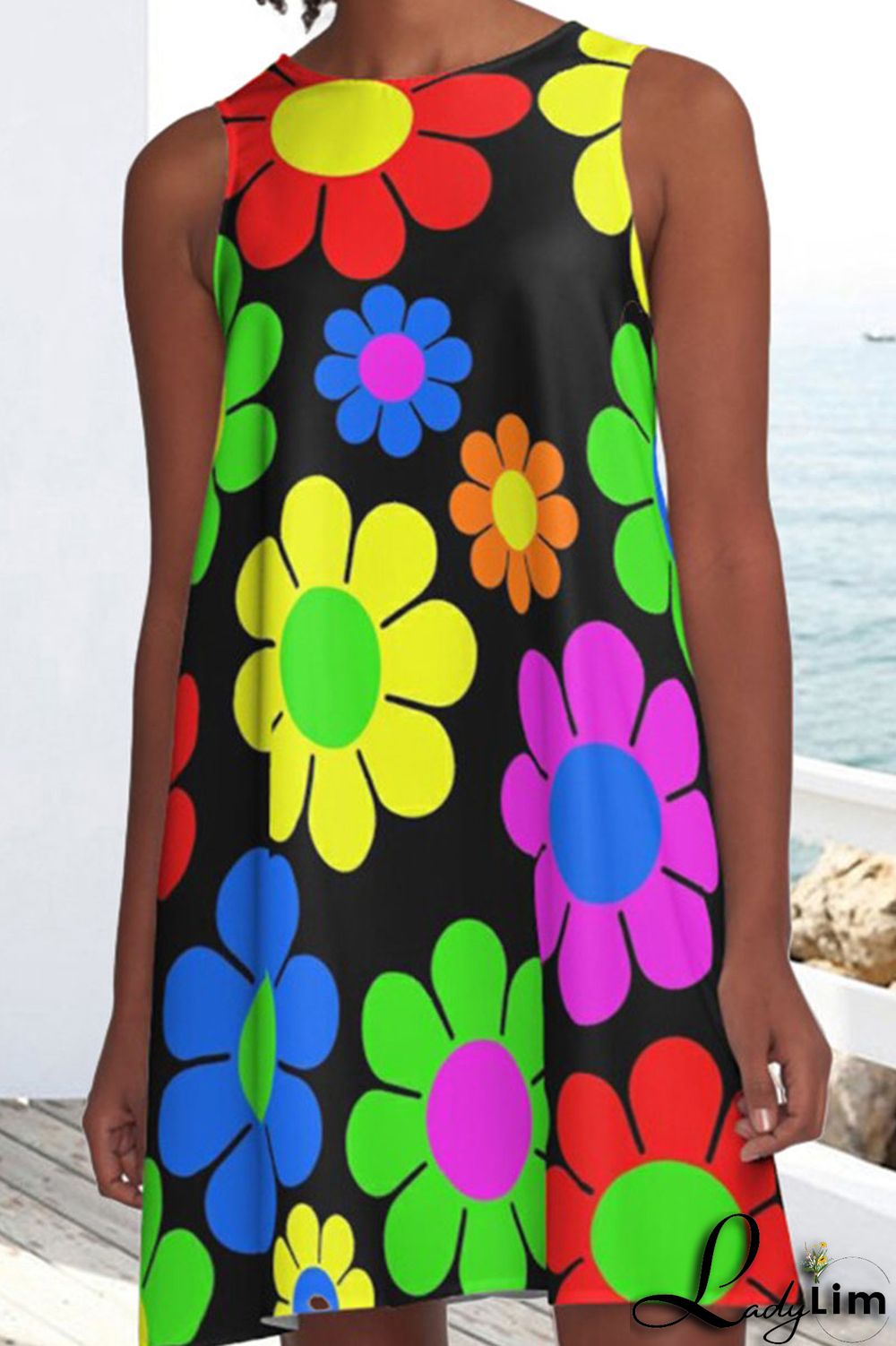 Pink Casual Print Patchwork O Neck A Line Dresses