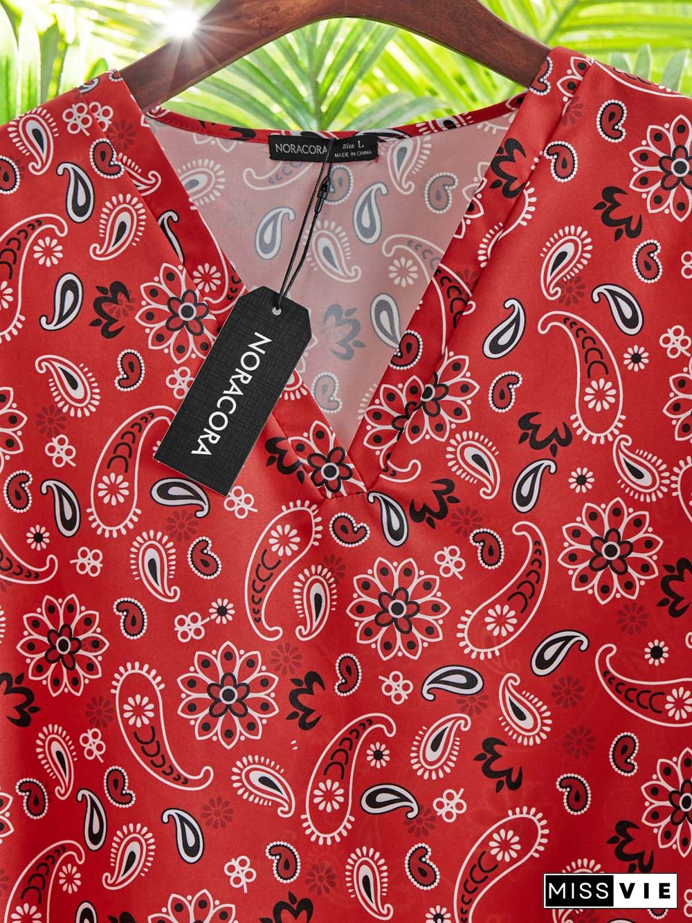 Casual Floral V Neck Loose Three Quarter Tops