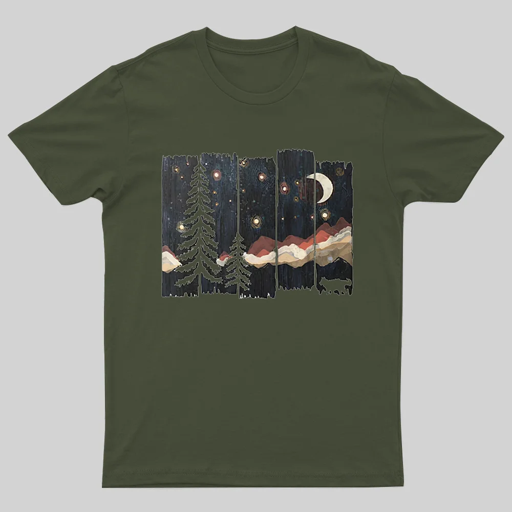 Forest Tree Night Printed Men's T-shirt
