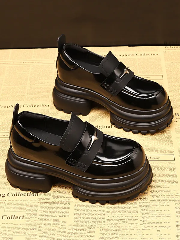 Round-Toe Split-Joint Platform Shoes