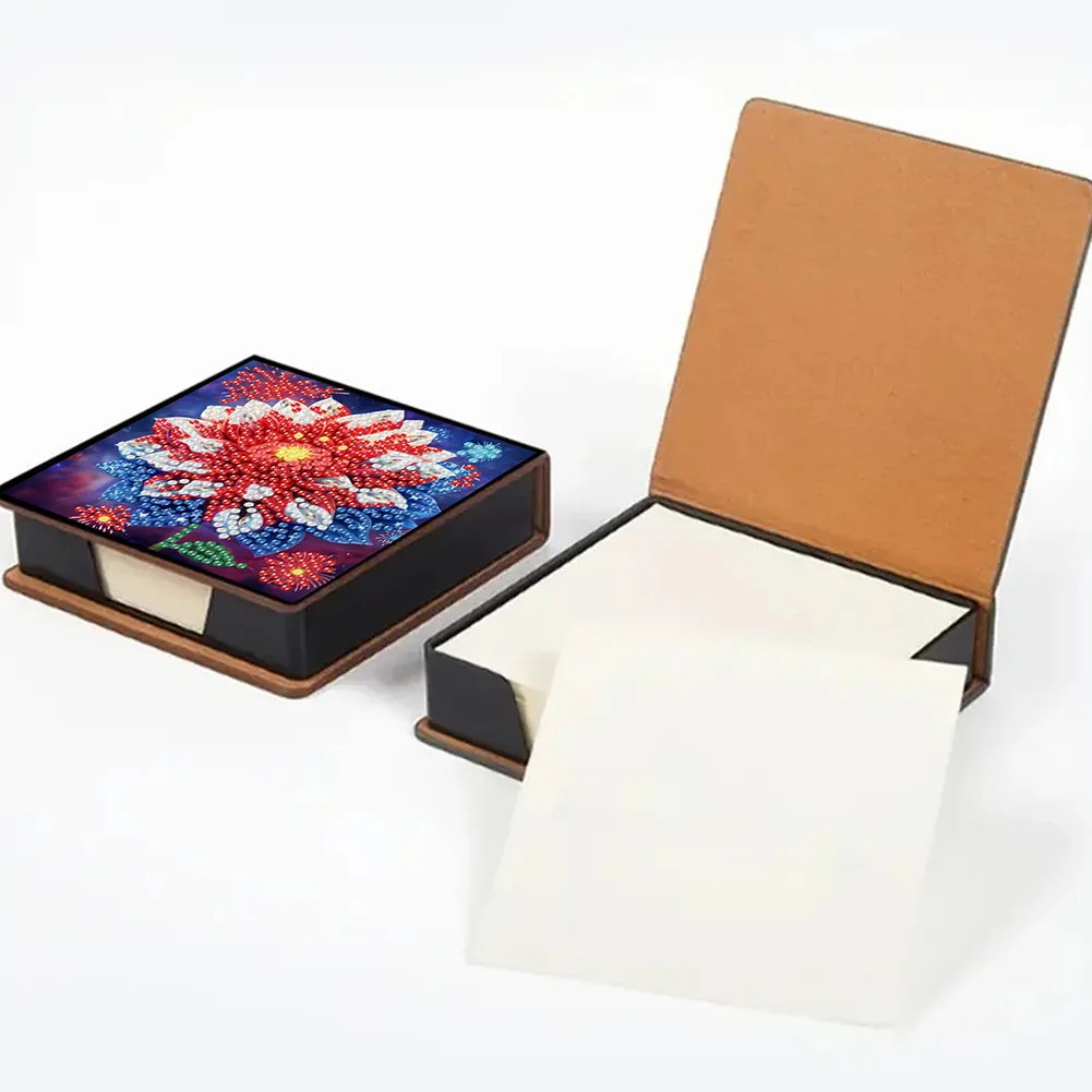Independence Day Flower PU Diamond Painting Notecard Box for Beginners