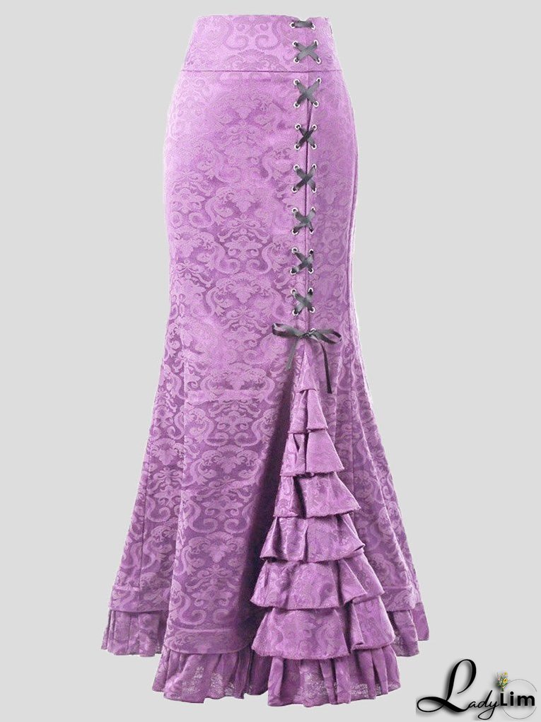 Women's Skirts Tie-Up Ruffled Fishtail Wrap-Hip Skirt