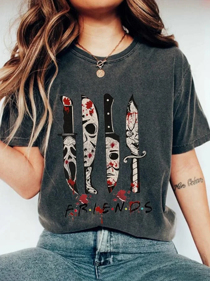 Women's  All Saints' Day Knife Print Crew-Neck T-Shirt