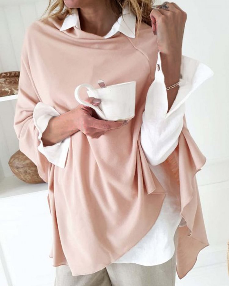 Asymmetric Batwing Solid Sweater