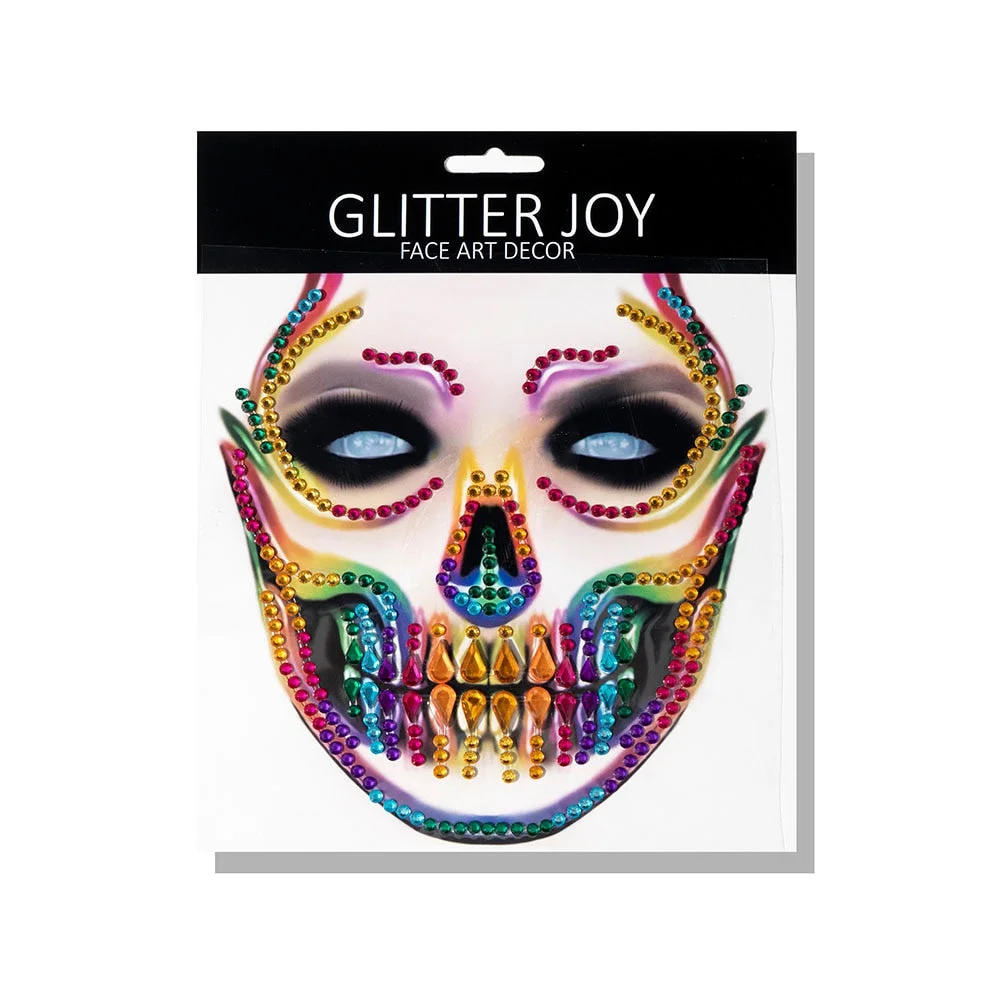 1 Pcs Halloween Body Art Makeup Party Festival Skull Bone Face Jewel Makeup Sticker For Carnival Night Clubbing Holiday Gift