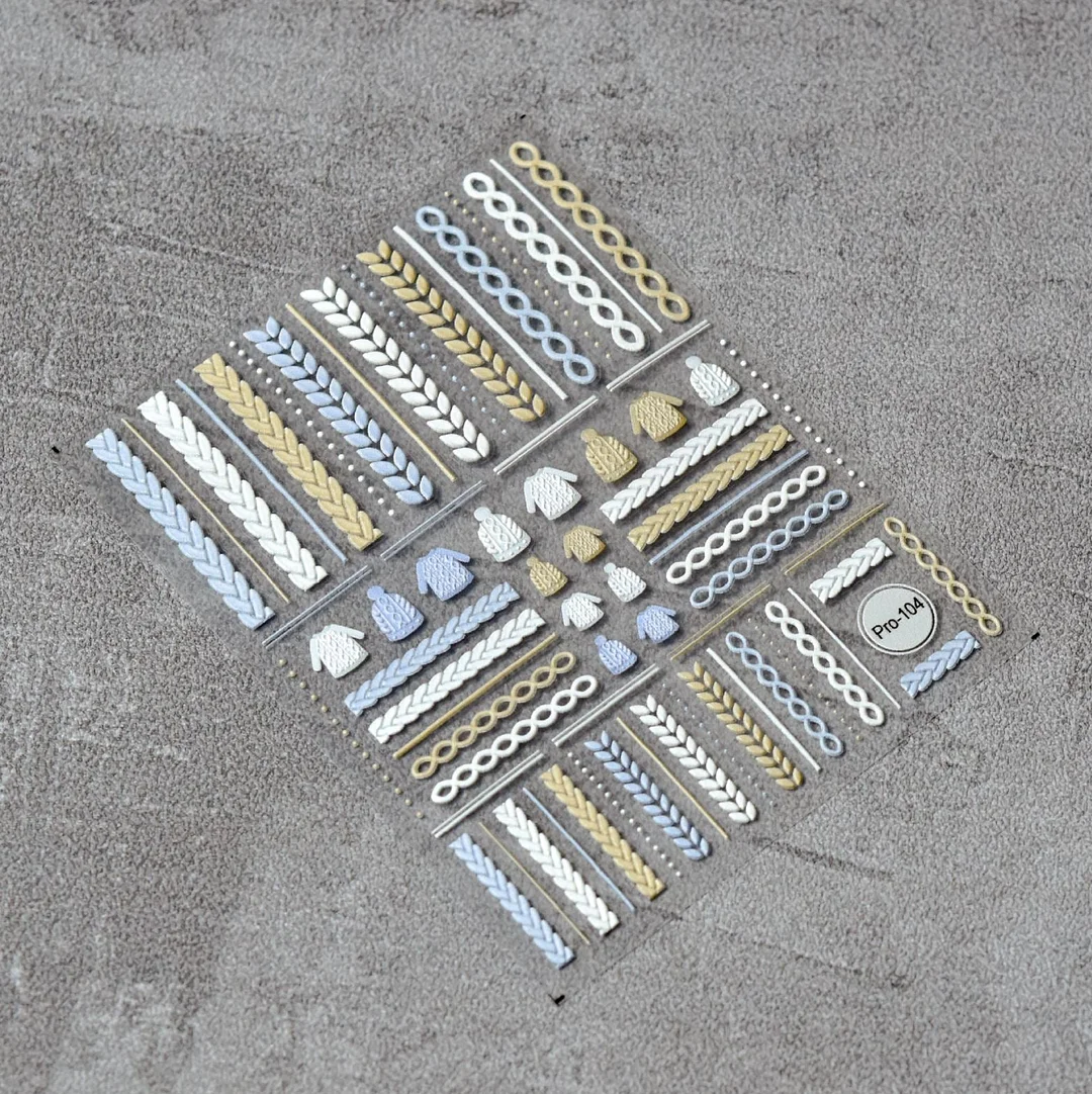 Beautizon Cute Sweater High Quality 5D Acrylic Engraved Nail Sticker Sweater Snowflake Floral Patterns Nail Water Decal