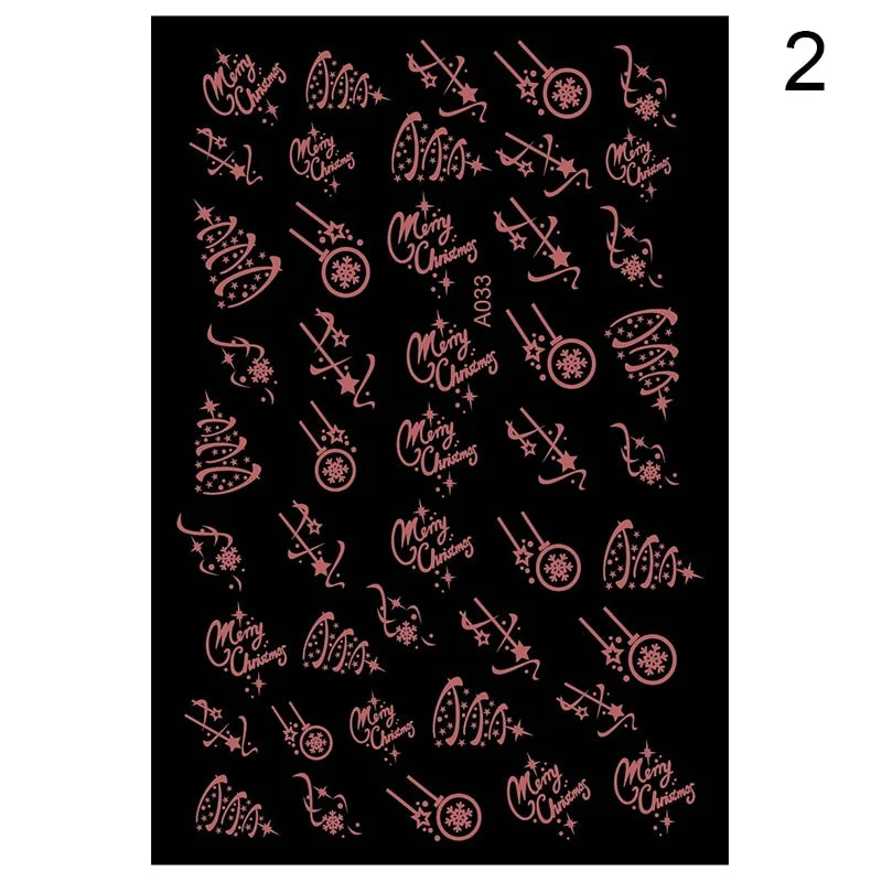 Hearts Love 3D Nail Sticker Laser Gold Rose Flower Snowflake Cartoon Line People Slider Design Polish Nail Decals Nail Art Decor-Nail Inspo