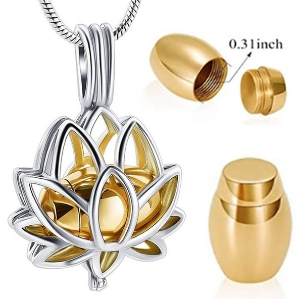 Cremation Jewelry For Ashes Lotus Flower Ashes Pendant Necklace With Mini Keepsake Urn Memorial Ash Jewelry