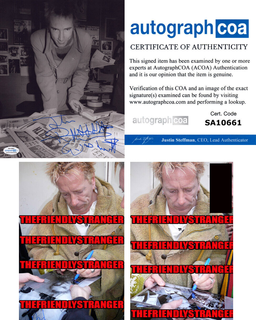 JOHNNY ROTTEN signed Autographed 8X10 Photo Poster painting PROOF - JOHN LYDON Sex Pistols ACOA