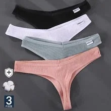 pornhint Pornhint 3PCS/Set G-string Panties Cotton Women's Underwear Sexy Panties Female Underpants Thong Solid Color Pantys Lingerie M-XL Design