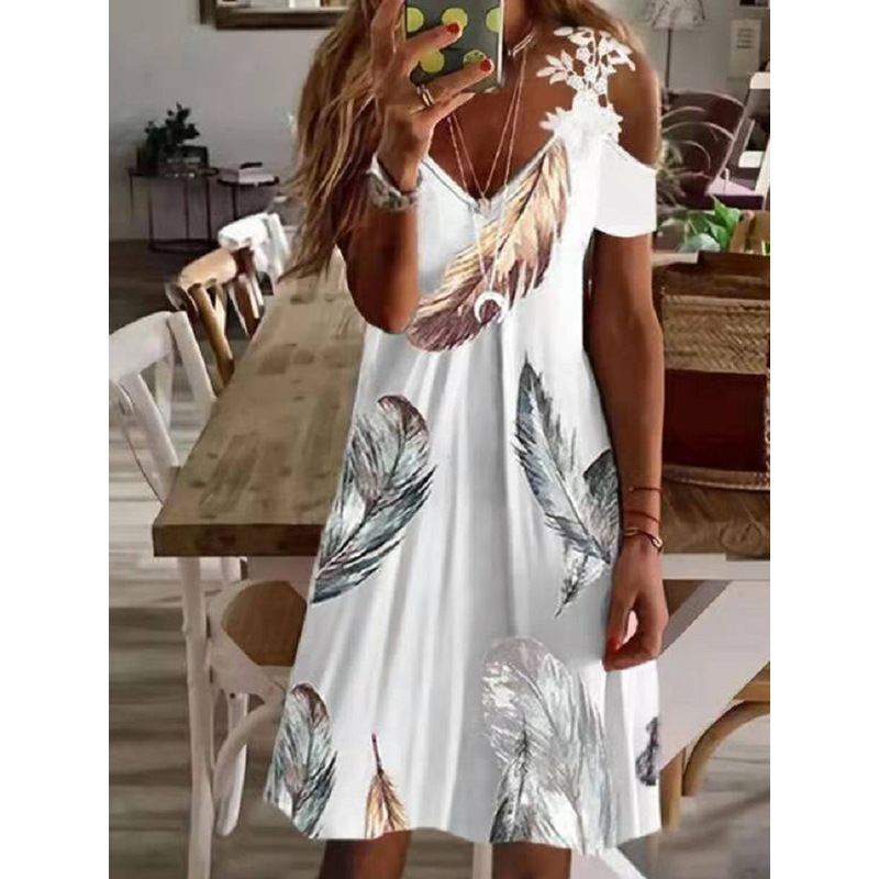 Women Elegant V-Neck Casual Printed Dress